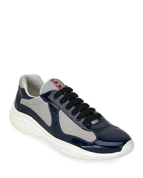 prada navy & silver vernice america's cup sneakers|PRADA Vela Nylon Saffiano Crossbody Navy.